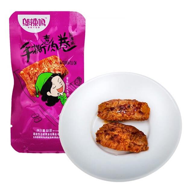 邬辣妈 休闲零食 豆制品 手撕素肉卷 劲辣味 散装称重 500g/袋(味孚琳